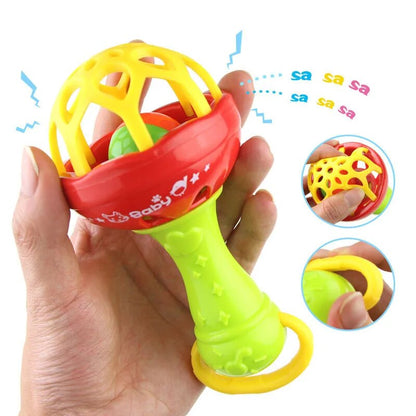 Baby Soft Rubber Rattle Children Early Childhood Biting Bell Toy Bee Hand Bell Rattle Dumbbell Baby Toy 0-12 Months