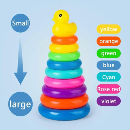 Toddler Toy Tower Cup Stacking Duck Baby Toy Montessori Educational Kids Bathtub Toy Toddler Rainbow Tower Stacking Bathe Circle