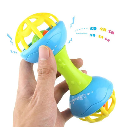 Baby Soft Rubber Rattle Children Early Childhood Biting Bell Toy Bee Hand Bell Rattle Dumbbell Baby Toy 0-12 Months