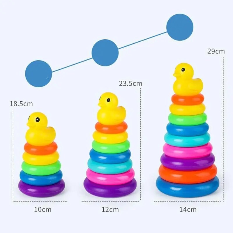 Toddler Toy Tower Cup Stacking Duck Baby Toy Montessori Educational Kids Bathtub Toy Toddler Rainbow Tower Stacking Bathe Circle