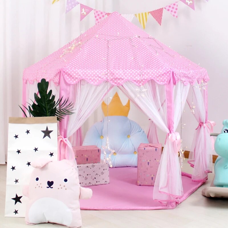 Tent Portable Folding Baby Toy Prince Princess Tent Children Castle Play House Kid Gift Outdoor Beach Zipper Tent Girls Gifts