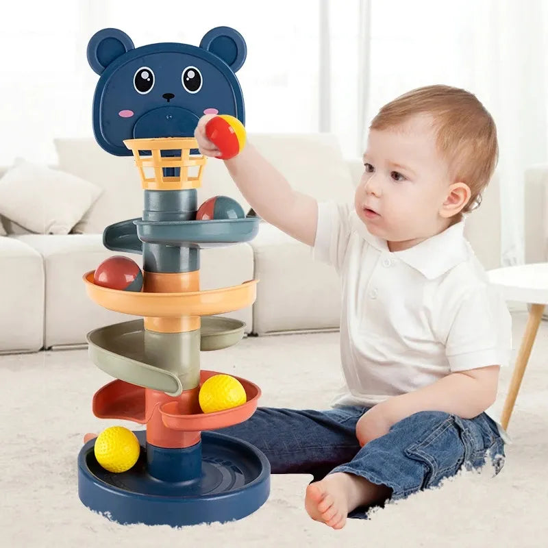 Montessori Baby Toy Rolling Ball Tower Montessori Educational Games For Babies Stacking Track Baby Development Toys 1 2 3 Years