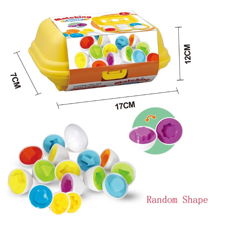 6/12PCS Montessori Smart Eggs In Cup Education Early Learning Geometric Shape Math Alphabet Puzzle Sorter Game Baby Toy Children